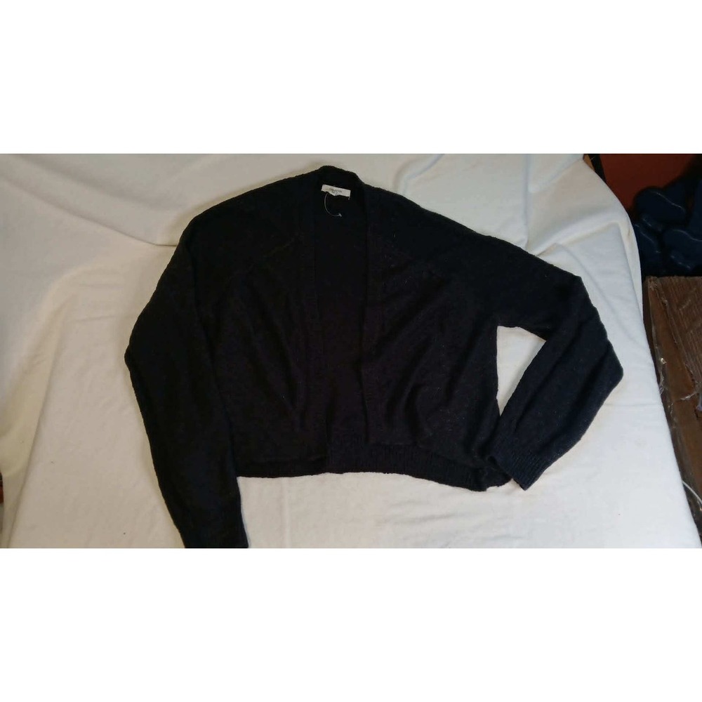 Maurices Waffle Knit Black Cardigan Size Medium Open Front Long Sleeve Sweater